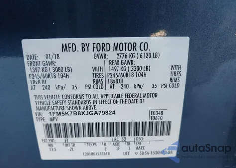 2018 Ford Explorer z USA, uszkodzony, nr VIN 1FM5K7B8XJGA79824